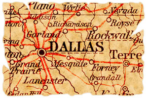 old map of Dallas, Texas